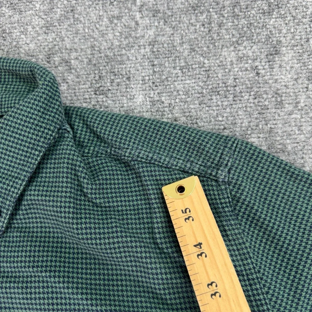 LL Bean Shirt Mens LT Tall Green Wicked Good Flannel Houndstooth Slightly Fitted